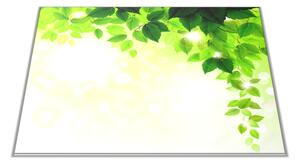 Skleněné prkénko zelené listí - 30x20cm