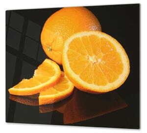 Ochranná deska ovoce pomeranč a černé pozadí - 52x60cm / Bez lepení na zeď