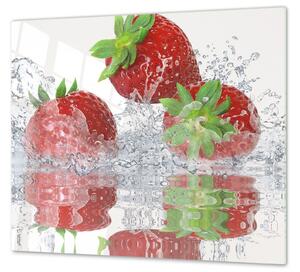 Ochranná deska ovoce jahody ve vodě - 50x70cm / S lepením na zeď