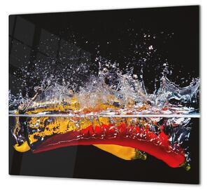 Ochranná deska barevné chilli ve vodě - 40x40cm / S lepením na zeď