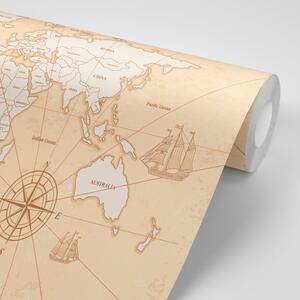 Tapeta zajímavá béžová mapa světa