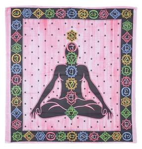 Přehoz na postel, Chakra Yoga, červený, černý tisk, 210x240cm