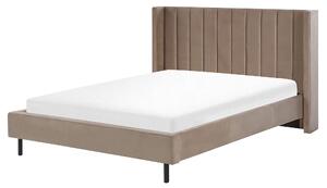 Postel Umělý samet VILLETTE 160 x 200 cm Taupe