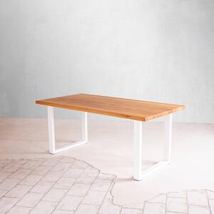 KULHÁNEK Jídelní stůl s rovnou hranou a ocelovou podnoží Velikost desky: 150x80 cm, Odstín podnože: bílá - RAL 9010