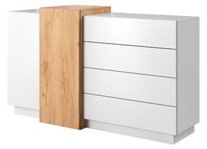 Komoda Three 2D4S (dub craft zlatý + bílá). Akce -20%