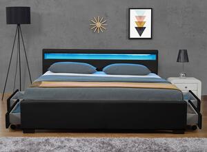 Čalouněná postel,, Lyon "s úložným prostorem 140 x 200 cm - černá