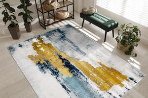 Makro Abra Kusový koberec EMERALD 1025 Luxusní abstraktní moderní krémový modrý zlatý Rozměr: 80x150 cm