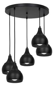 Lustr na lanku AKTAN 5xE27/60W/230V černá kulatý