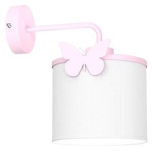 Dětská nástěnná lampa SWEET 1xE27/15W/230V bílá/růžová/motýl