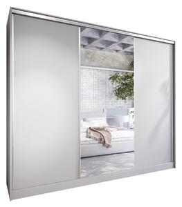 Skříň s posuvnými dveřmi se zrcadlem a zásuvkami CORINA D 250 šedá