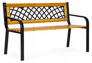 Lavička s opěradlem, dřevěná, 118 x 52 cm
