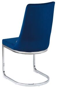 Sada 2 sametových modrých jídelních židlí ALTOONA