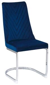 Sada 2 sametových modrých jídelních židlí ALTOONA