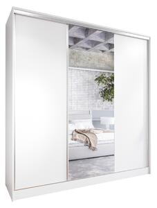 Skříň s posuvnými dveřmi se zrcadlem a zásuvkami CORINA D 180 bílá