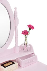 Toaletní stolek "Mira" růžový se zrcadlem a židličkou