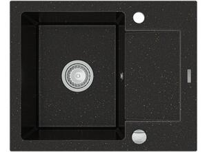 MEXEN - Enzo granitový dřez 1-mísa dřez s vypouštěním krátký Board 576x465 mm, černá / kovové zlato 6506571005-75