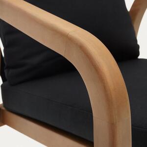 Dřevěná zahradní židle Kave Home Malaret s černými polštáři