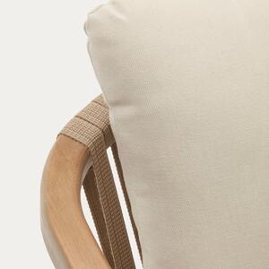 Dřevěná zahradní židle Kave Home Malaret s béžovými polštáři