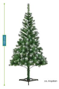 Umělý vánoční stromek 120 cm zelená s umělým sněhem včetně stojanu