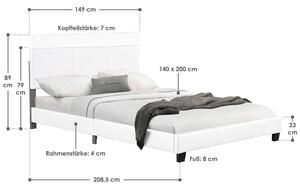 Čalouněná postel,, Barcelona "140 x 200 cm - bílá