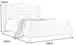 Čalouněná postel ASPEN 140 x 200 cm barva šedá / dub