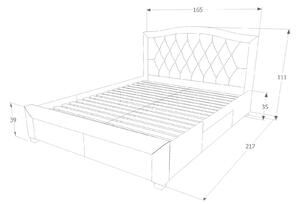 Čalouněná postel ELECTRA VELVET 160 x 200 cm barva šedá / dub