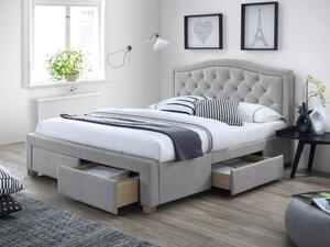 Čalouněná postel ELECTRA 140 x 200 cm barva šedá / dub