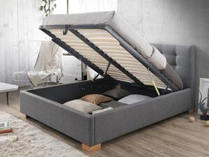 Čalouněná postel COPENHAGEN 160 x 200 cm barva šedá / dub