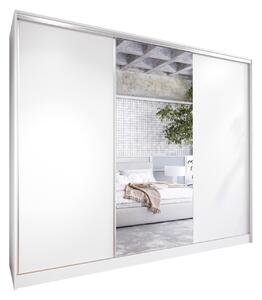 Skříň s posuvnými dveřmi se zrcadlem a zásuvkami CORINA D 250 bílá