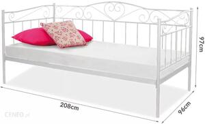 Kovová postel Birma 90 x 200 cm bílá