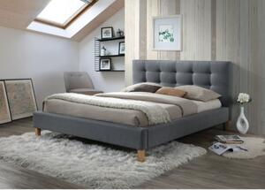 Čalouněná postel TEXAS 160 x 200 cm barva šedá / dub