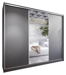 Skříň s posuvnými dveřmi se zrcadlem a zásuvkami CORINA C 250 černá