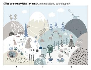 FUGU Samolepící tapeta Veselý les blue - 204x144 cm