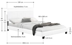 Čalouněná postel,, Barcelona "180 x 200 cm - bílá
