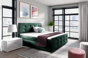 Čalouněná postel CELESTE - 160x200, zelená + topper ZDARMA
