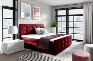 Čalouněná postel CELESTE - 200x200, červená + topper ZDARMA