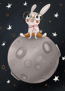 Ilustrace Rabbit on the moon, Nelli Suneli, (30 x 40 cm)