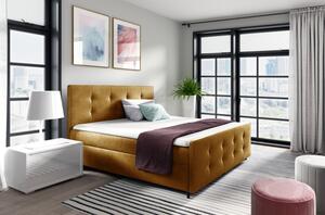 Čalouněná postel CELESTE - 120x200, žlutá + topper ZDARMA