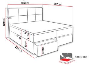 Manželská boxpringová postel 180x200 LUGAU - bílá ekokůže
