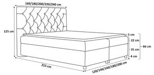 Elegantní čalouněná postel 140x200 MAXIMO - šedá + topper ZDARMA
