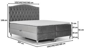 Elegantní postel 140x200 PEGGY - červená + topper ZDARMA