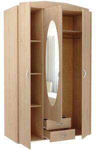 Prostorná šatní skříň se zrcadlem MARIETTA - šířka 127 cm, dub sonoma