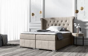 Elegantní čalouněná postel 200x200 MAXIMO - tmavě béžová + topper ZDARMA