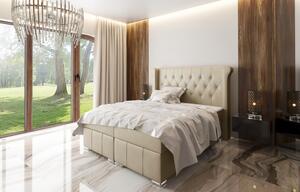 Elegantní čalouněná postel Maximo 160x200, béžová + TOPPER