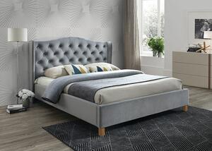 Čalouněná postel ASPEN VELVET 160 x 200 cm barva šedá / dub