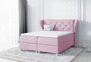 Boxspringová čalouněná postel Eveli růžová 160 + Topper zdarma