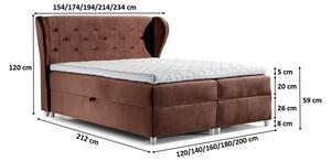 Boxspringová postel 140x200 PADMA - hnědá + topper ZDARMA