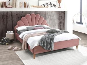 Čalouněná postel SANTANA VELVET 160 x 200 cm barva staro růžová / dub