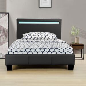 Čalouněná postel Verona 90 x 200 cm s LED osvětlením v černé barvě
