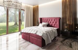 Elegantní čalouněná postel Maximo 140x200, červená + TOPPER